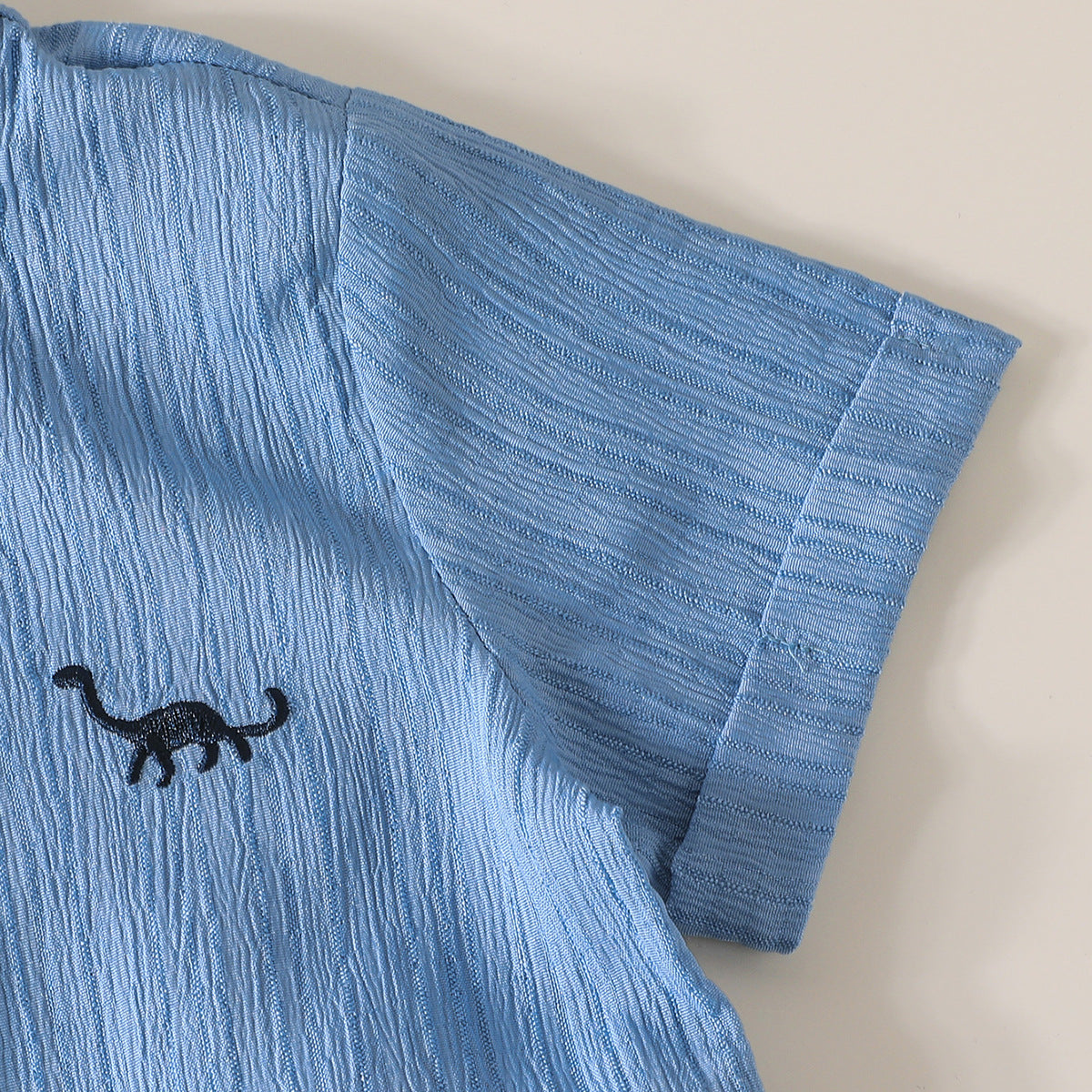 Polyester Baby Boys' Printemps été Couleur unie Dinosaure brodé Chemise à manches courtes Sol