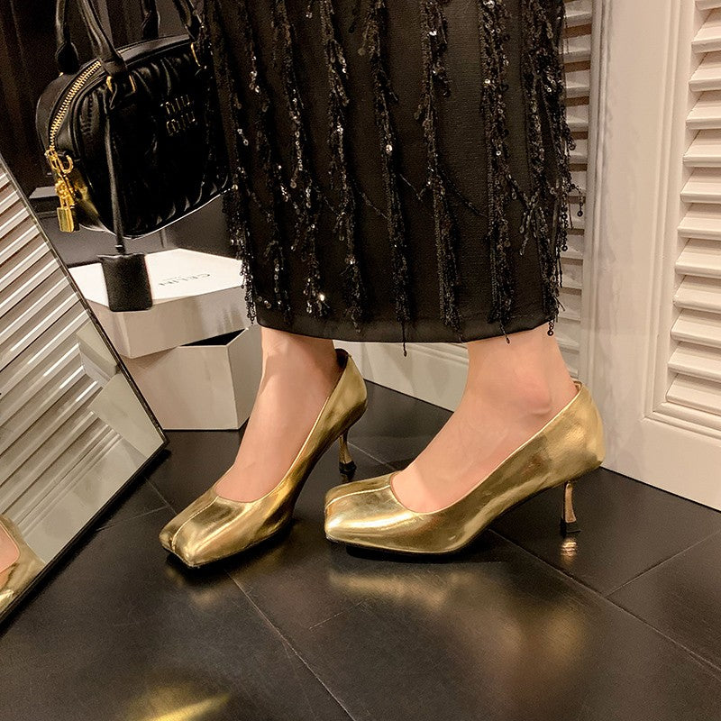 Women's Minimalist Metallic Flat Shoes