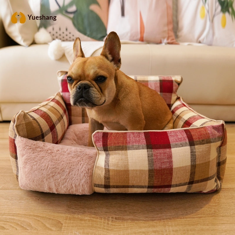 Lit pour animaux de compagnie lavable en toute saison Retro Plaid