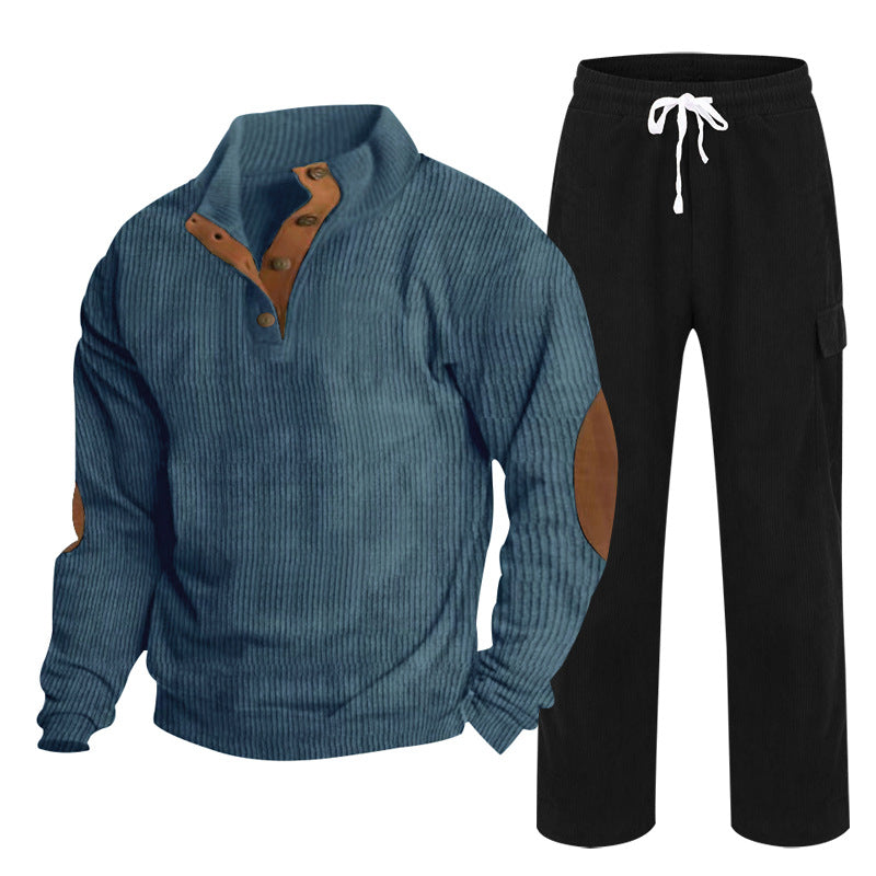 Hommes Corduroy Button-Down Henley Chemise et pantalons à queue droite