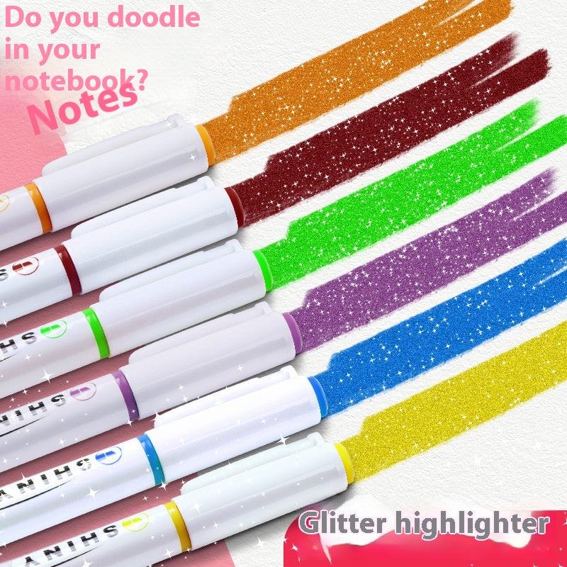 Stylo fluorescent Glitter Star River Compte à la main Belle attaque Classe clé Notes Mark C