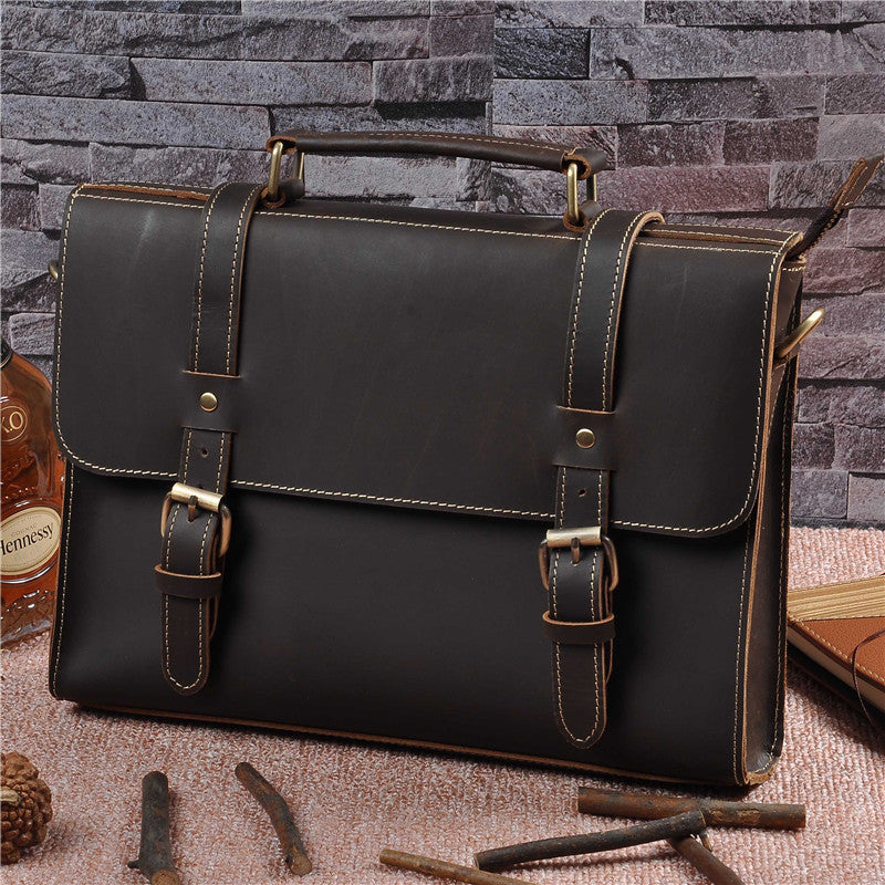 Sac à main en cuir véritable en cuir de vache Crazy Horse