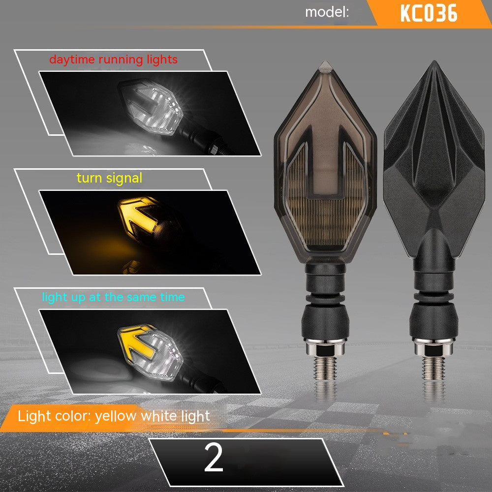 Guide de lumière en forme de flèche de moto Deux couleurs LED Turn Signal Daytime