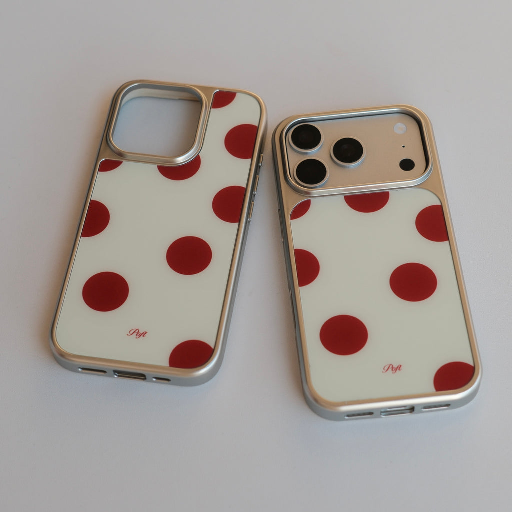 Boitier de téléphone magnétique en verre givré rétro-polka-point