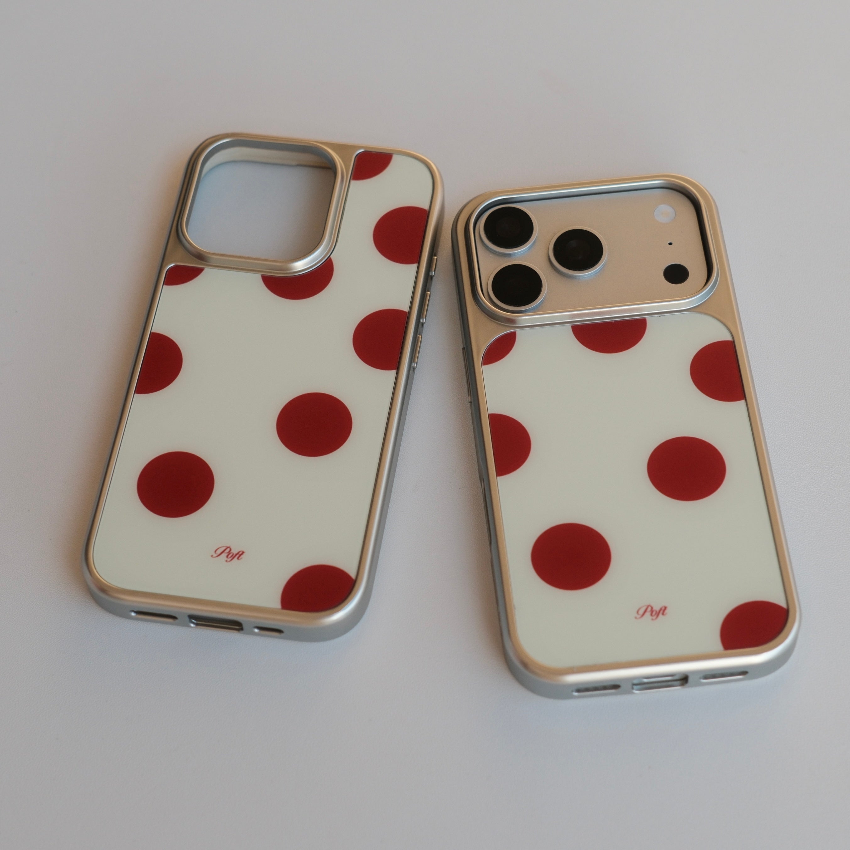 Boitier de téléphone magnétique en verre givré rétro-polka-point