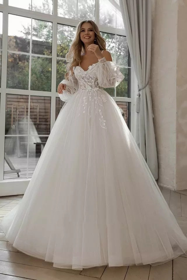 Robe de mariée Boho Gown Puff sans épaule Robes de mariage