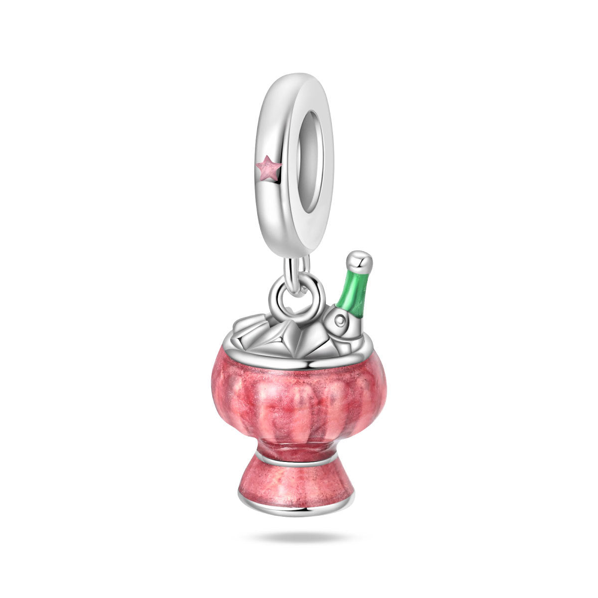 Bracelet pendentif en verre de bière et en verre de vin à thème festif