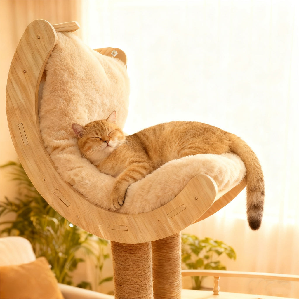Maison de chat et arbre de chat multicouche en bois massif