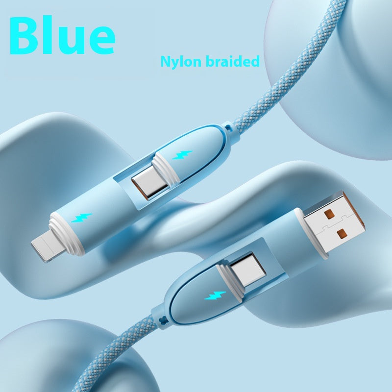 Câble de données à charge rapide en silicone quatre en un