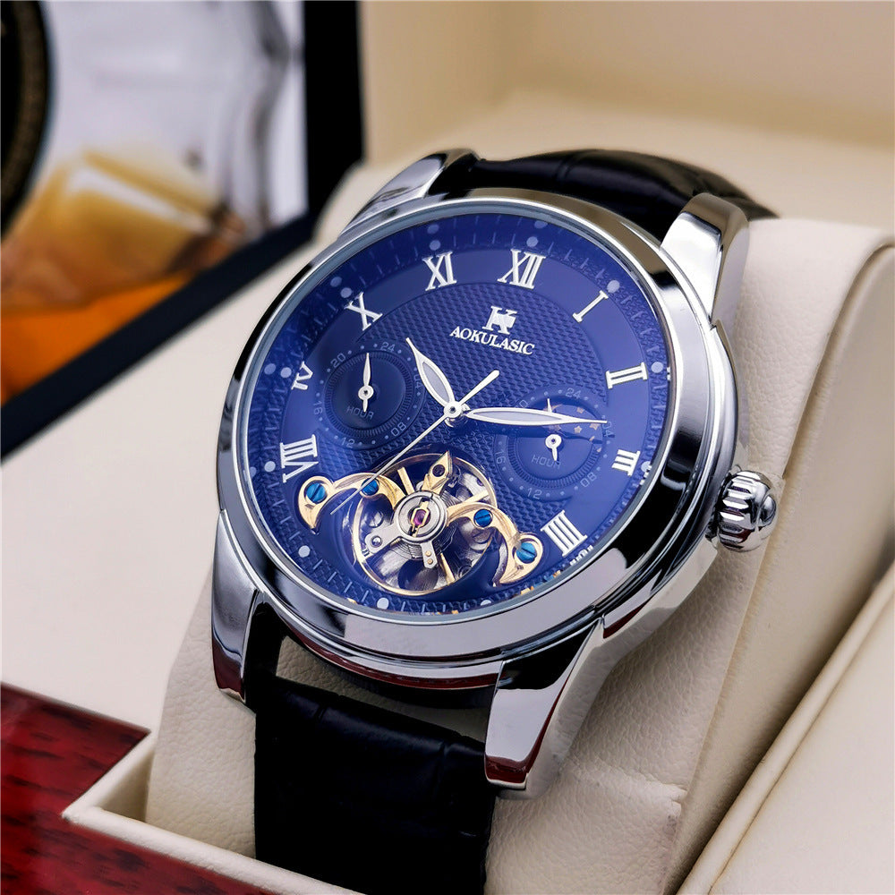 Homme Mode Lumineux Hollow-Out Casual Montre mécanique semi-automatique