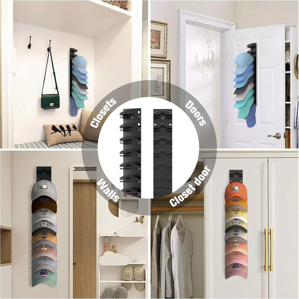 Baseball Cap Rangement Rack mural sans punch