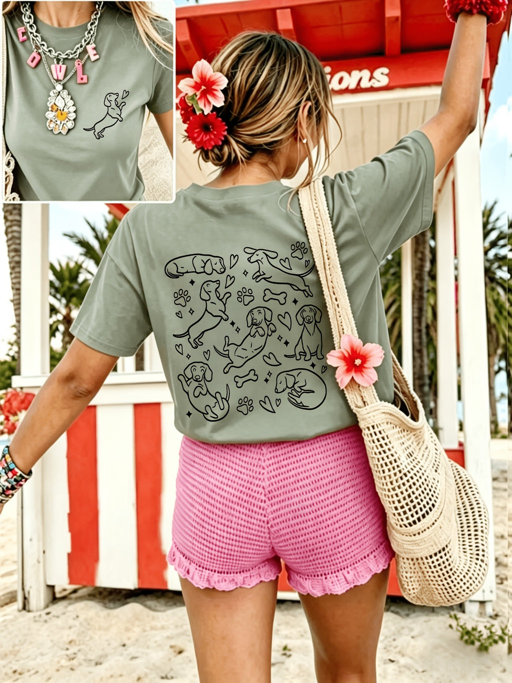 Hommes et femmes Été Casual T-shirt imprimé à double face