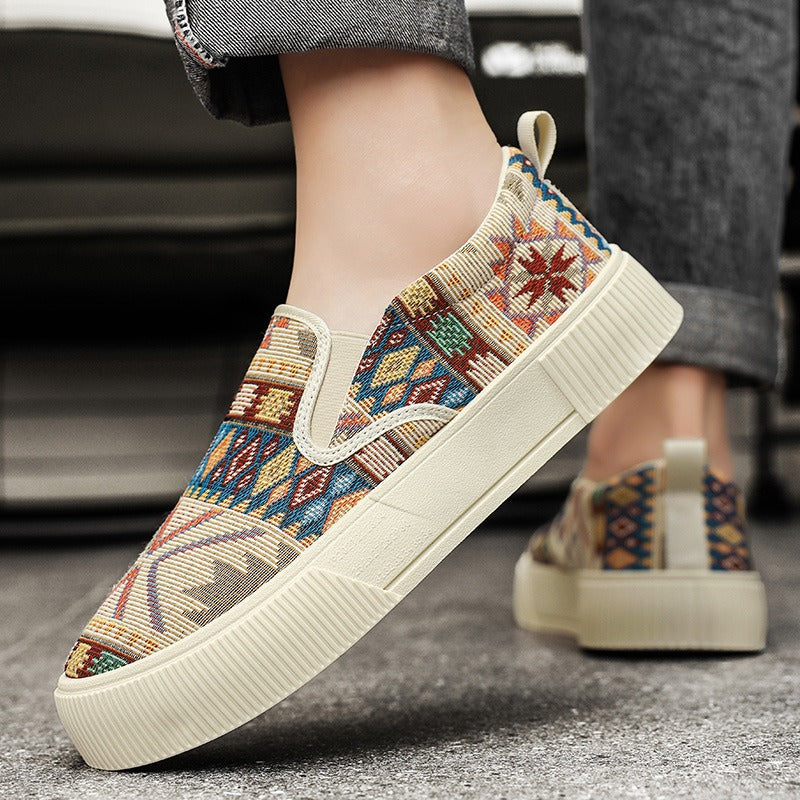 Bas-top chaussures tendance modèle Jacquard Plus-taille Chunky-soled Sneakers