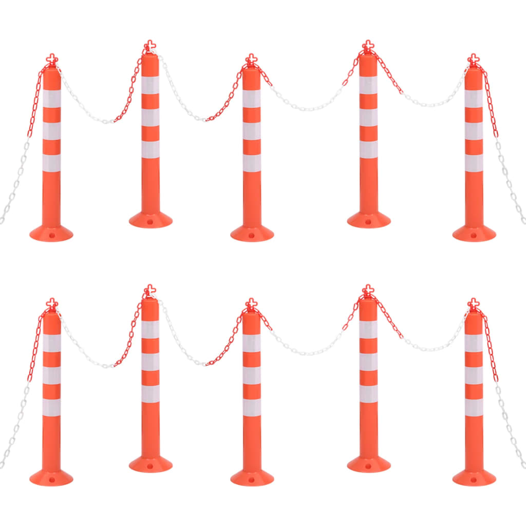 Bollards, 10 pièces, avec chaîne, 75 cm