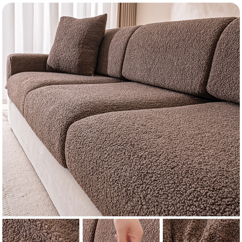 Couvre-sofa stretch de couleur solide crémeuse