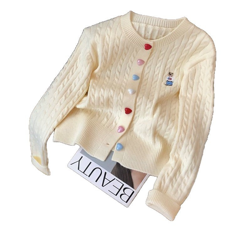 Manteau de Chandail de Cardigan tricoté pour Petite Femme Style court