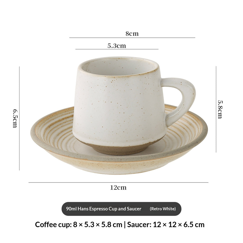 Élégante et créative en pierre rustique Latte Art Retro Cup and Saucer Set en céramique