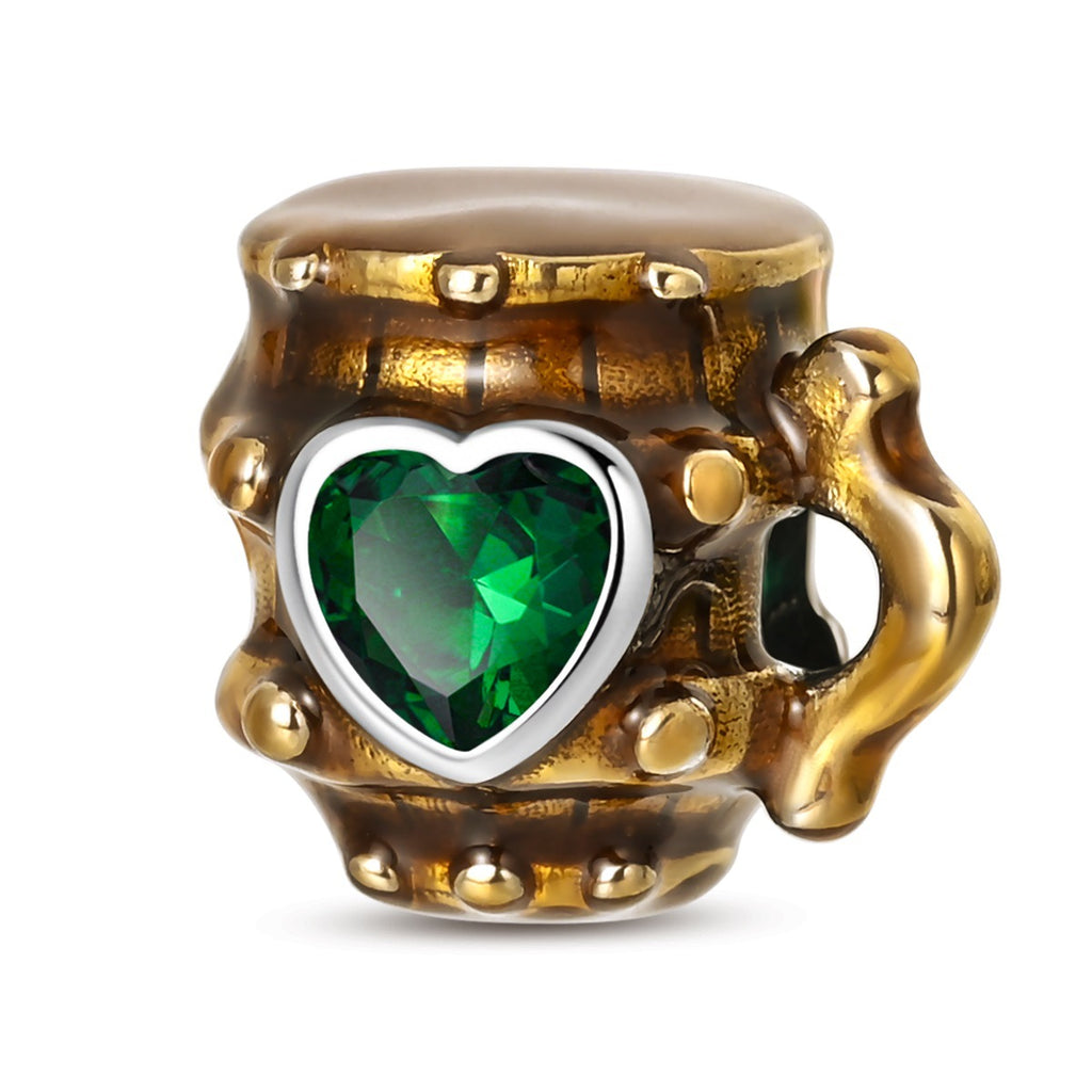Bracelet pendentif en verre de bière et en verre de vin à thème festif