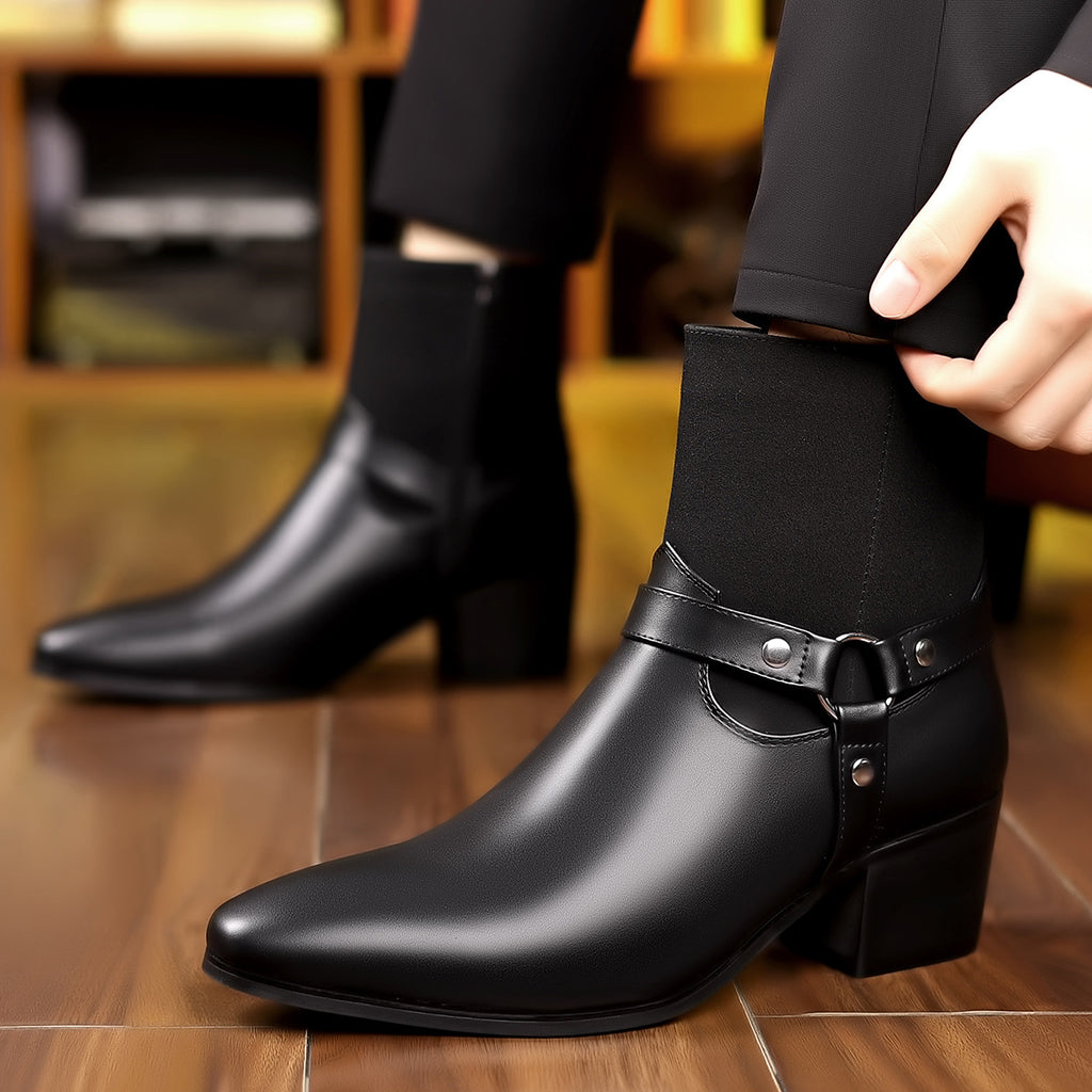 Bottes masculines pointues de style britannique mode