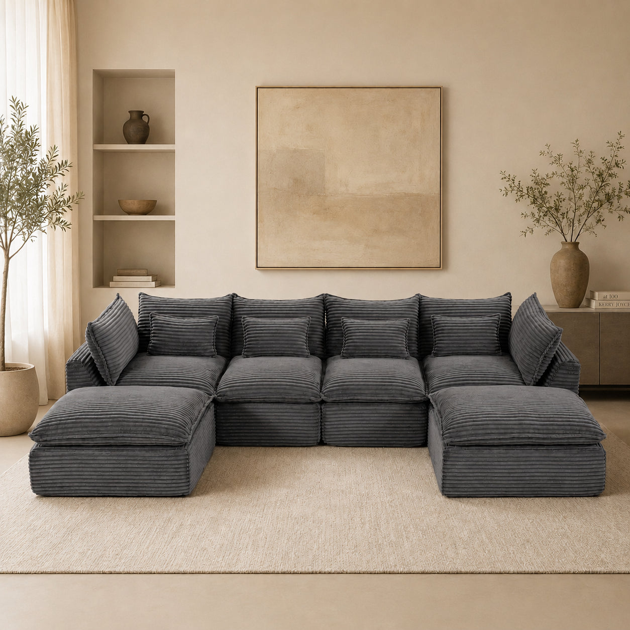 129,8" Largeur Cloud Couch Oversize Modular Sectional Canapé Vrai Relax Comfy Coupes Wide&De