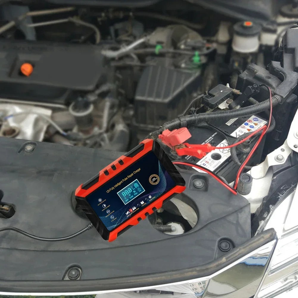 Chargeur de batterie de voiture 12V 6A Pulse Réparation LCD Chargeur de batterie automatique intelligent GEL Le