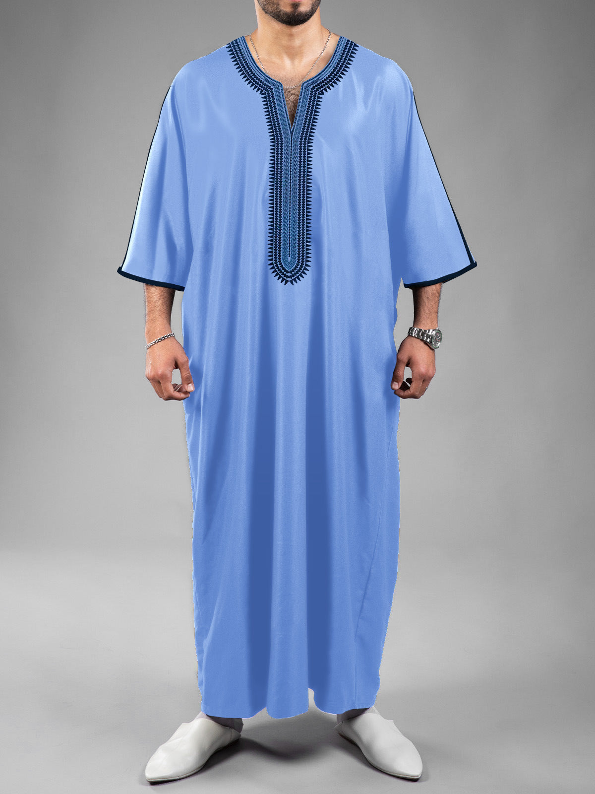 Robe masculine marocaine ethnique à impression numérique 3D