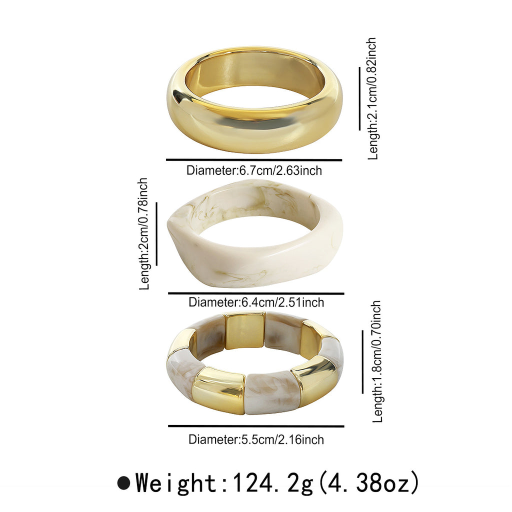 Set de bracelet en acrylique translucide géométrique poli