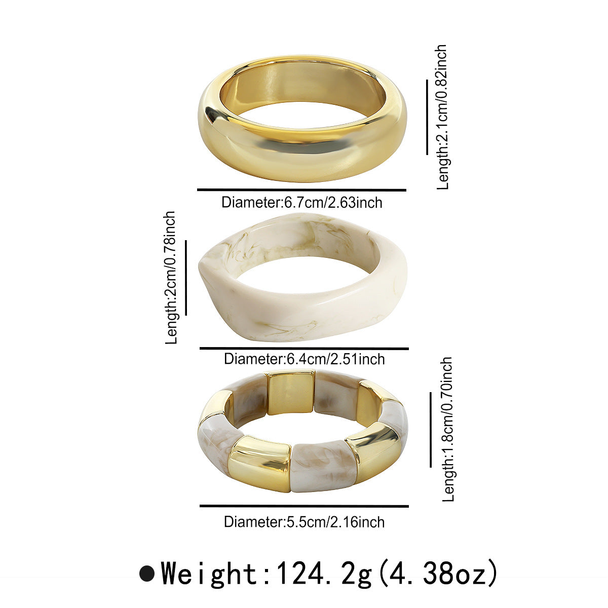 Set de bracelet en acrylique translucide géométrique poli