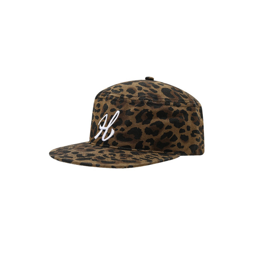 Les hommes et les femmes matching Leopard Print Brodé H-Style Flat Brim Vintage Cool Outdoo