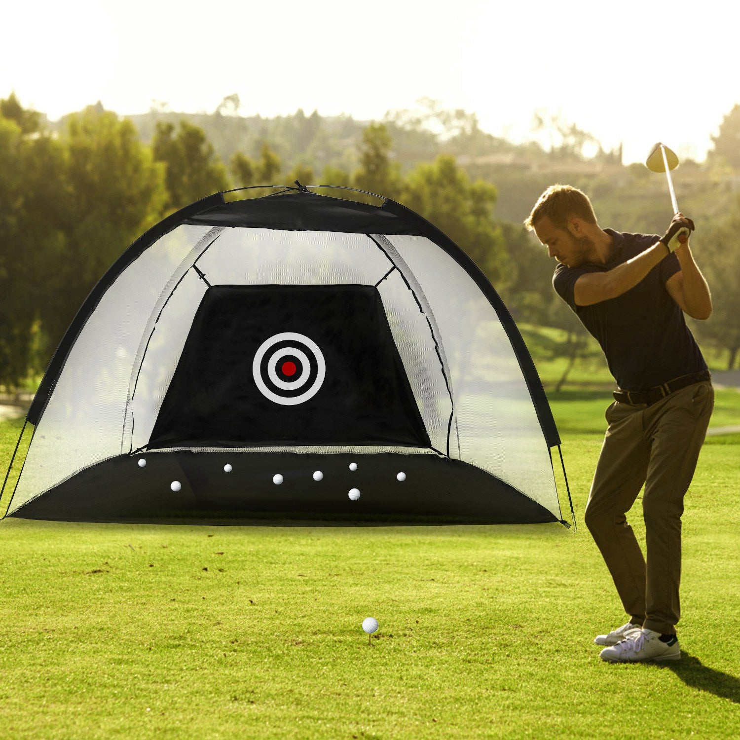 Golf Net Golf Training Aides Pratique Nets Conduite Filets avec Cible Cloth Carry Bag
