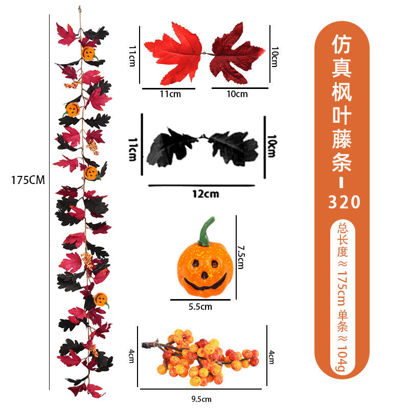 Halloween Feuille d'érable artificielle Garland