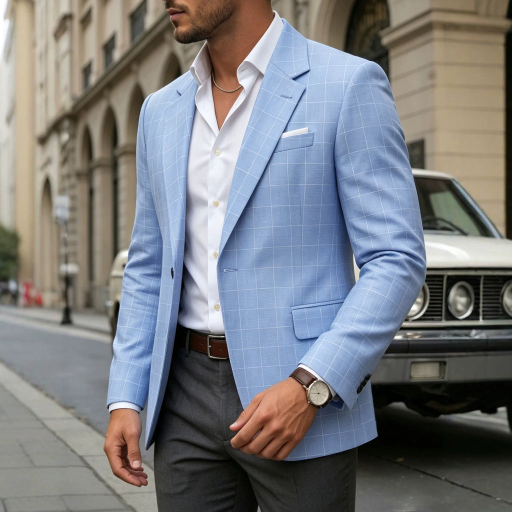 Veste de costume en Plaid de style entreprise légère pour hommes
