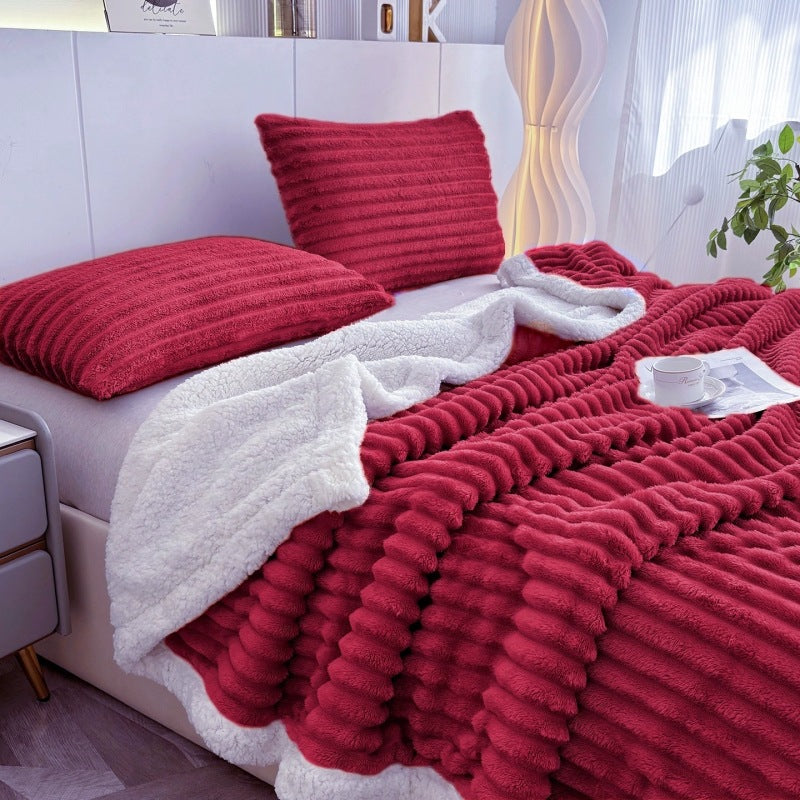 Couverture à double couche en lambswool rayé