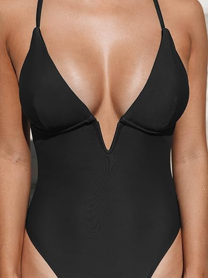 Maillot de bain simple en col V sans dos