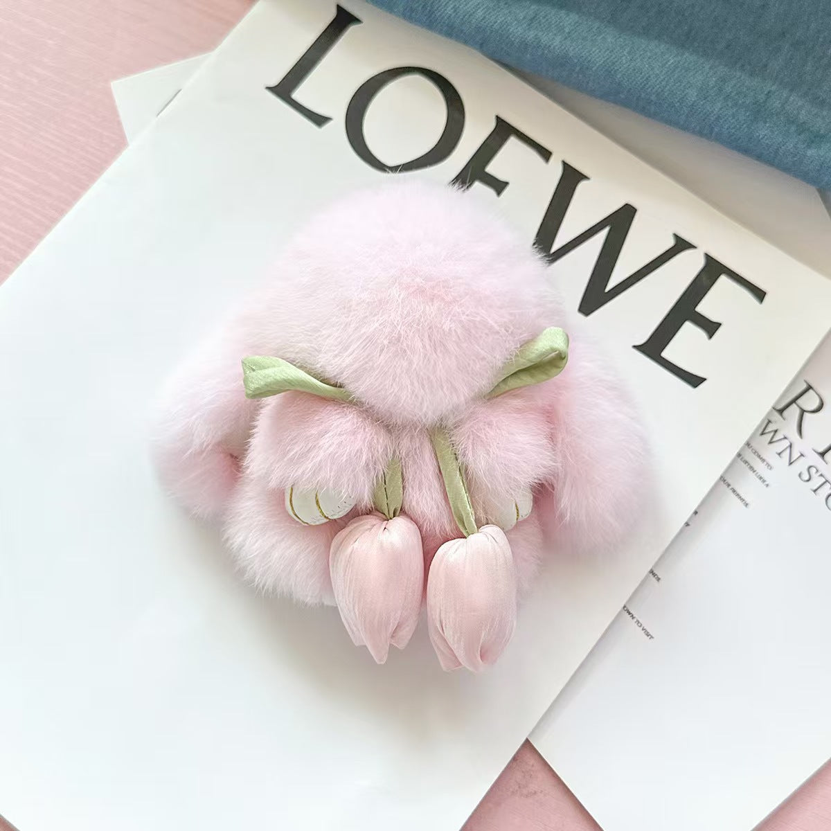 Pendentif en peluche mignon petit lapin porte-clés