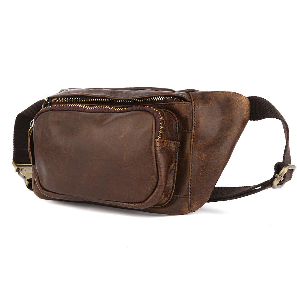 Simple Retro First-Layer Cowhide Men's Crossbody Bag