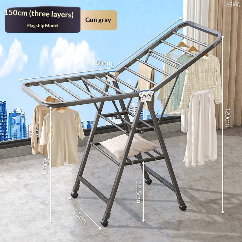 Gun Gray de 1,5 mètre - Séchage d'air à trois couchesRack pliant Balcon ménager Movable