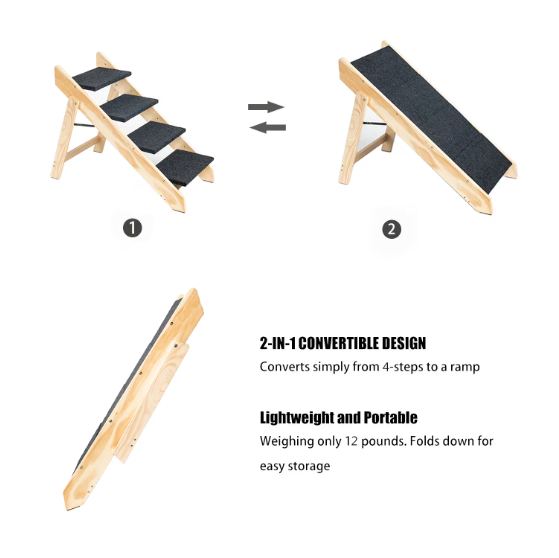 Étables et rampes en bois pliables de 4 étages