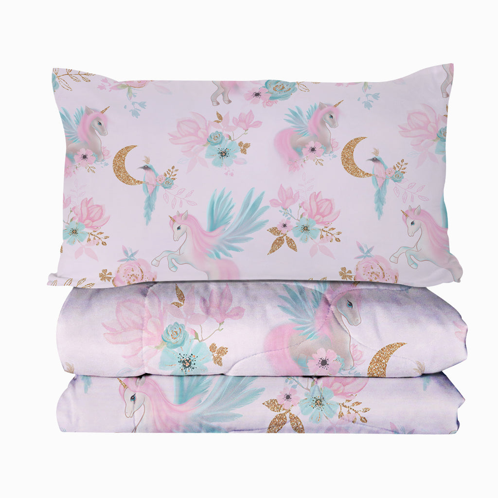Set de confort fille pour filles-3 pièces Rainbow Cartoon Comforter Sets pour enfants