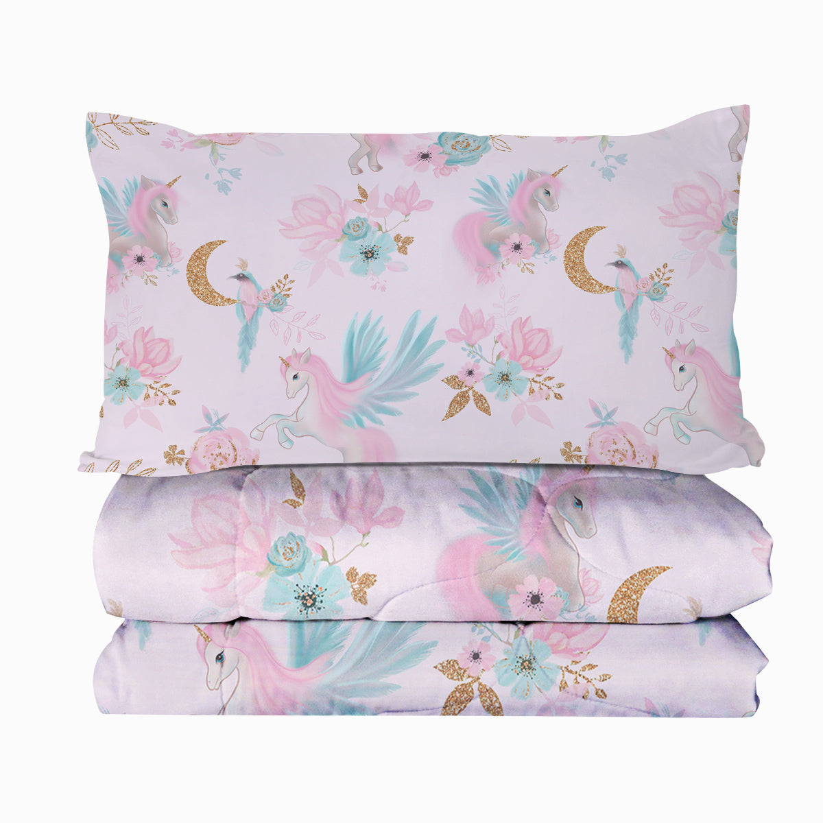Set de confort fille pour filles-3 pièces Rainbow Cartoon Comforter Sets pour enfants