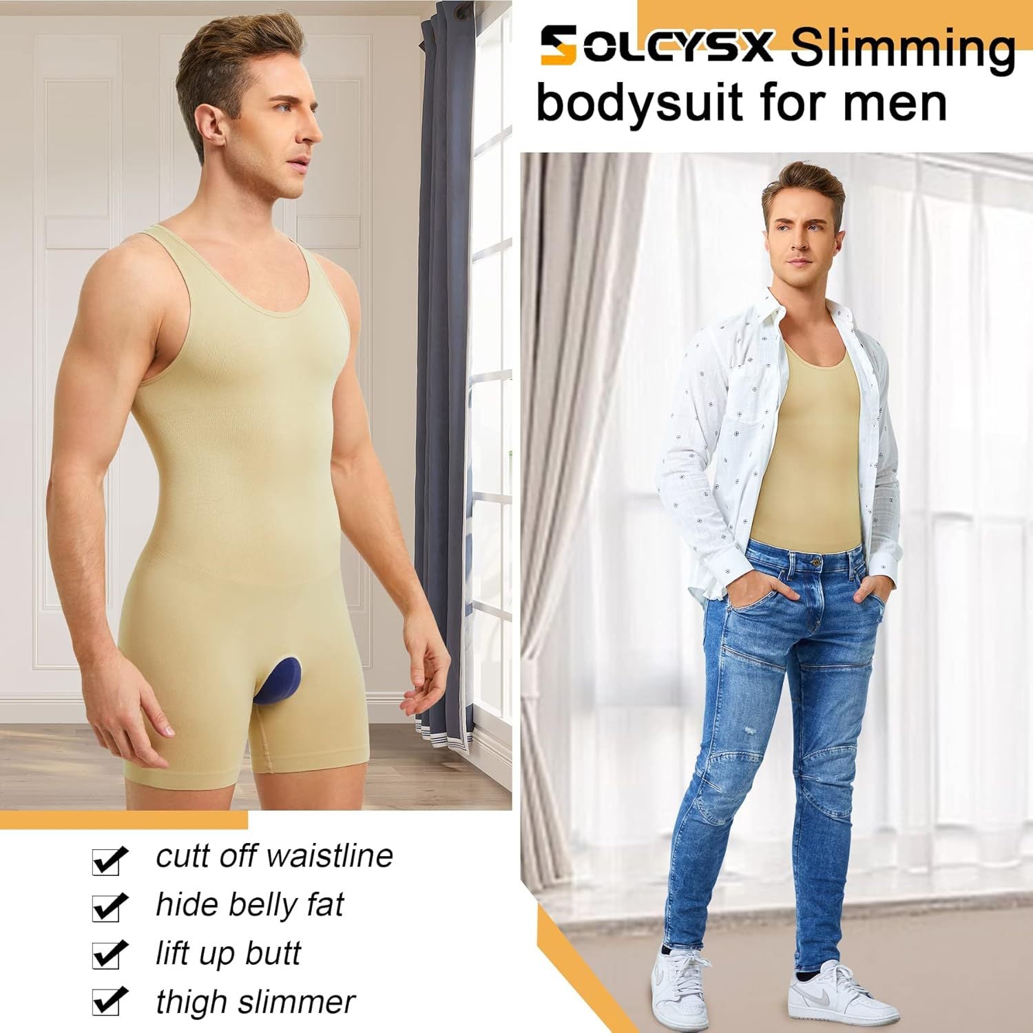 Corsets en forme de corps pour hommes Crotch Hollow-out Cinched Belly Contract Inner Wear Base Bod