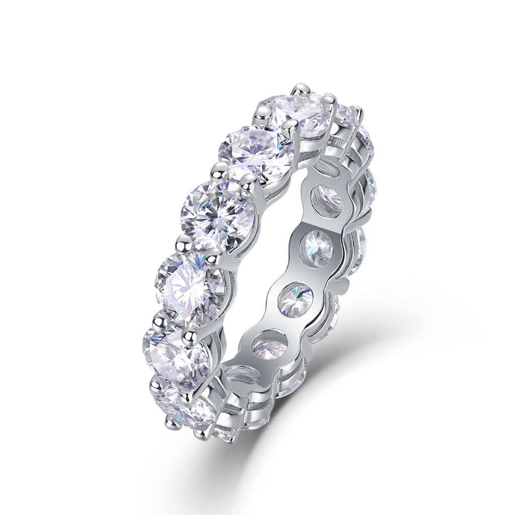 S925 Argent 3.5g Platine plaqué Moissanite Anneau d'éternité