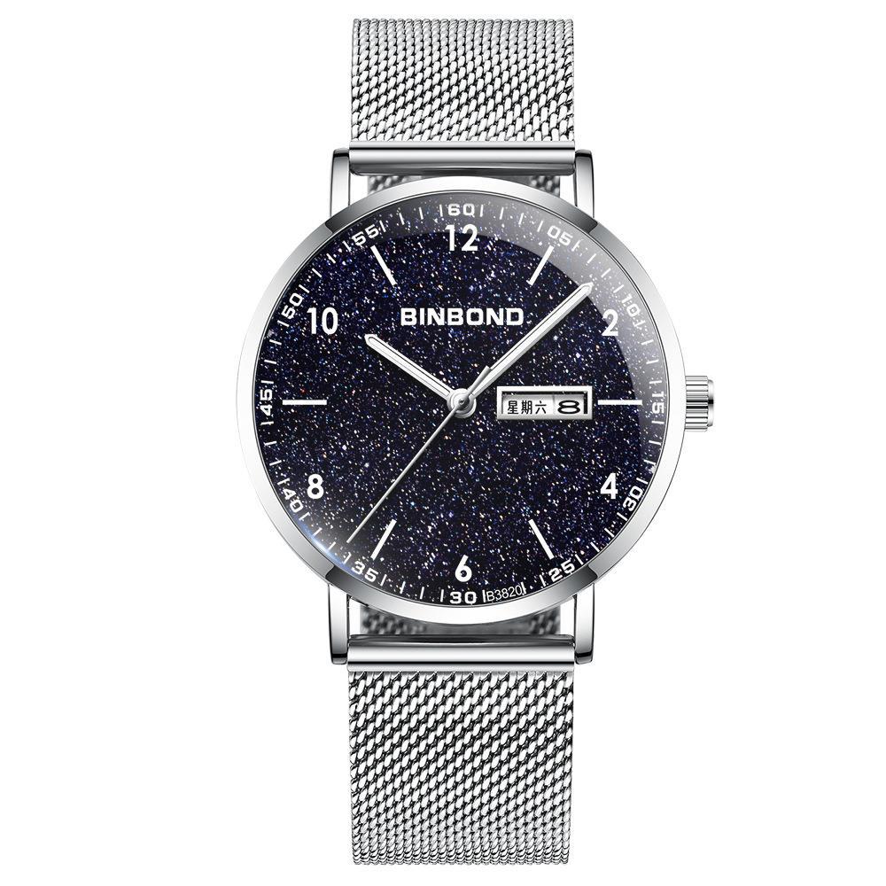 Ultra-mince Trendy Quartz Imperméable Starry Sky Montre électronique mécanique pour adolescents