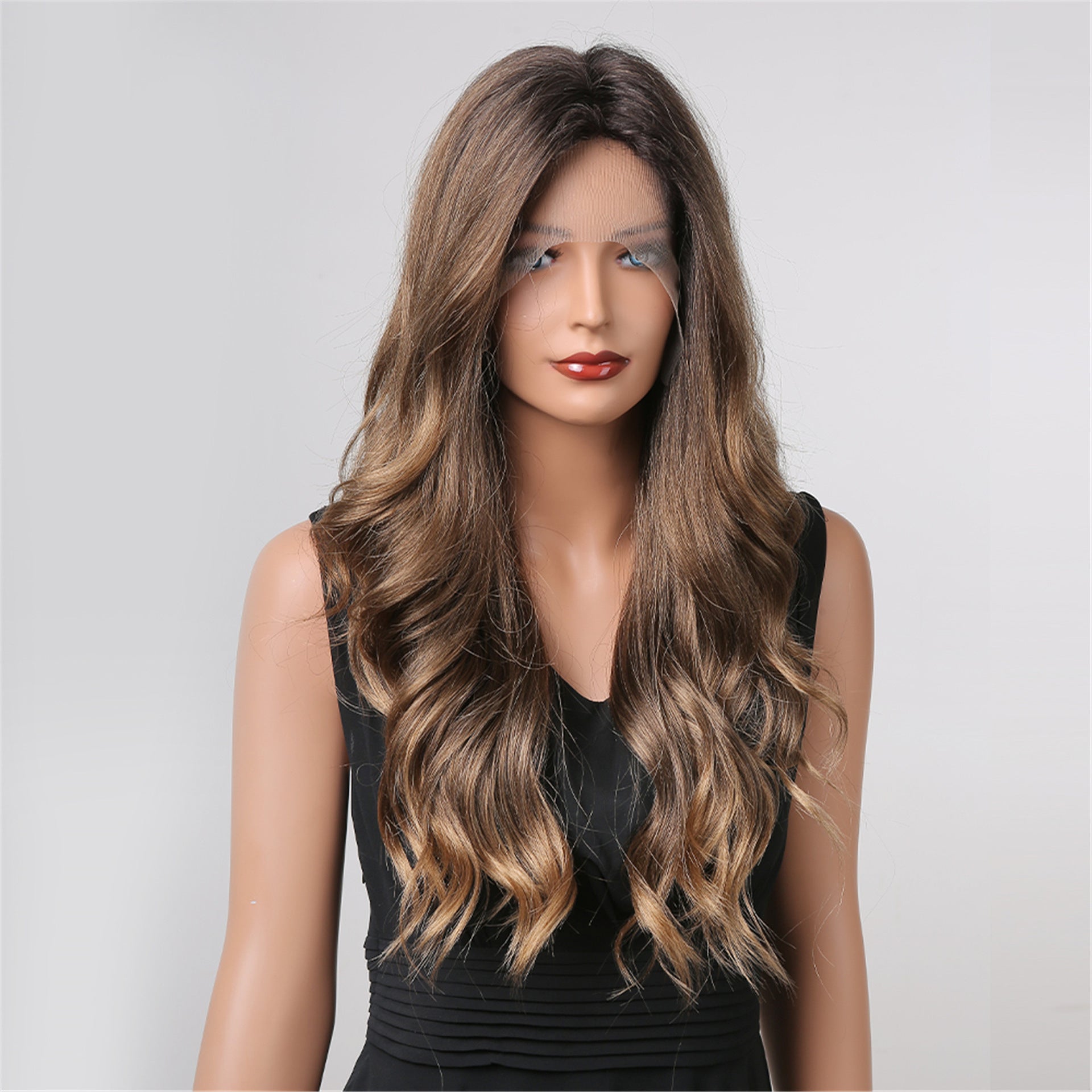 Brown Long Curly Hair Européen et American Wig