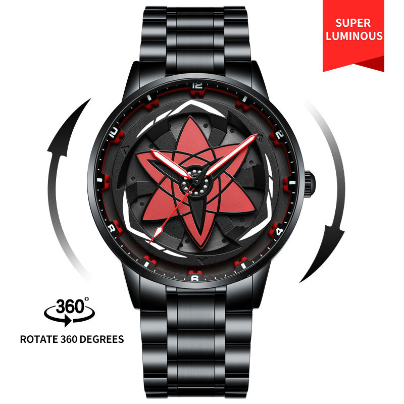 Three-dimensional waterproof quartz watch