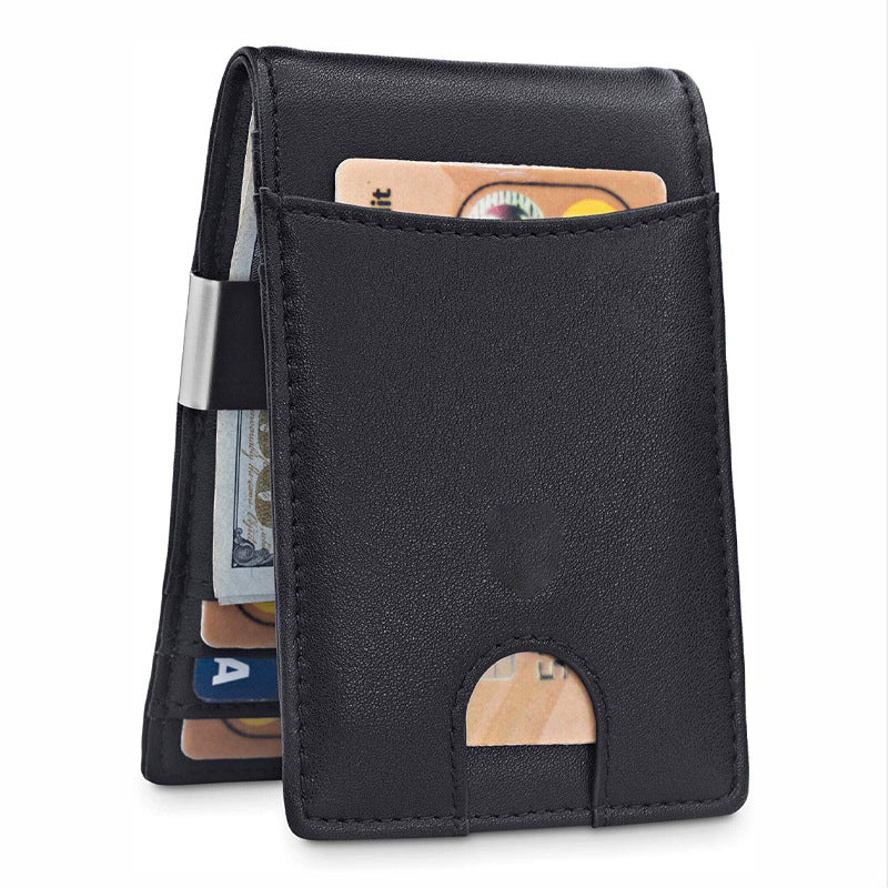 Porte-cartes en cuir pur Rfid Hommes antivol Swiping Amazon