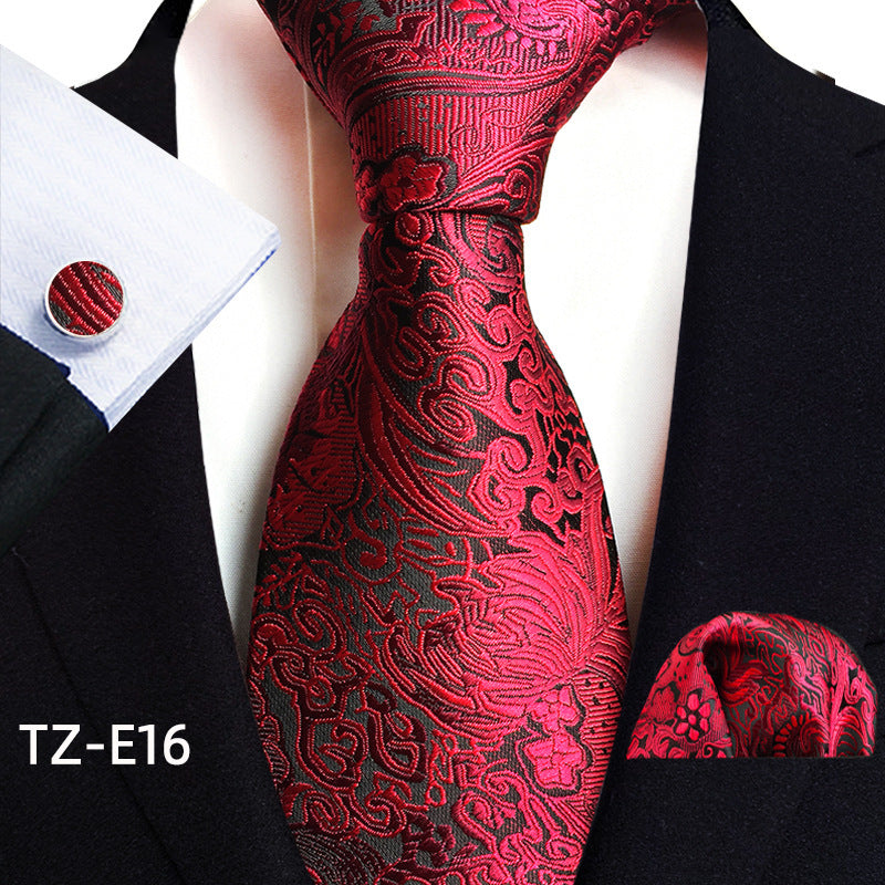 Paisley Tie Square Scarf Pocket Square Cufflinks Ensemble de trois pièces