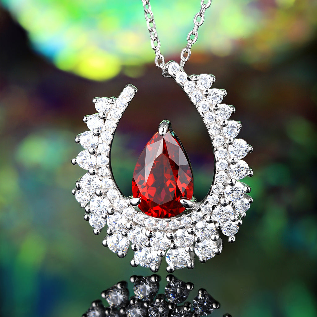 S925 Collier de pierre gemme en argent 4g créé en laboratoire