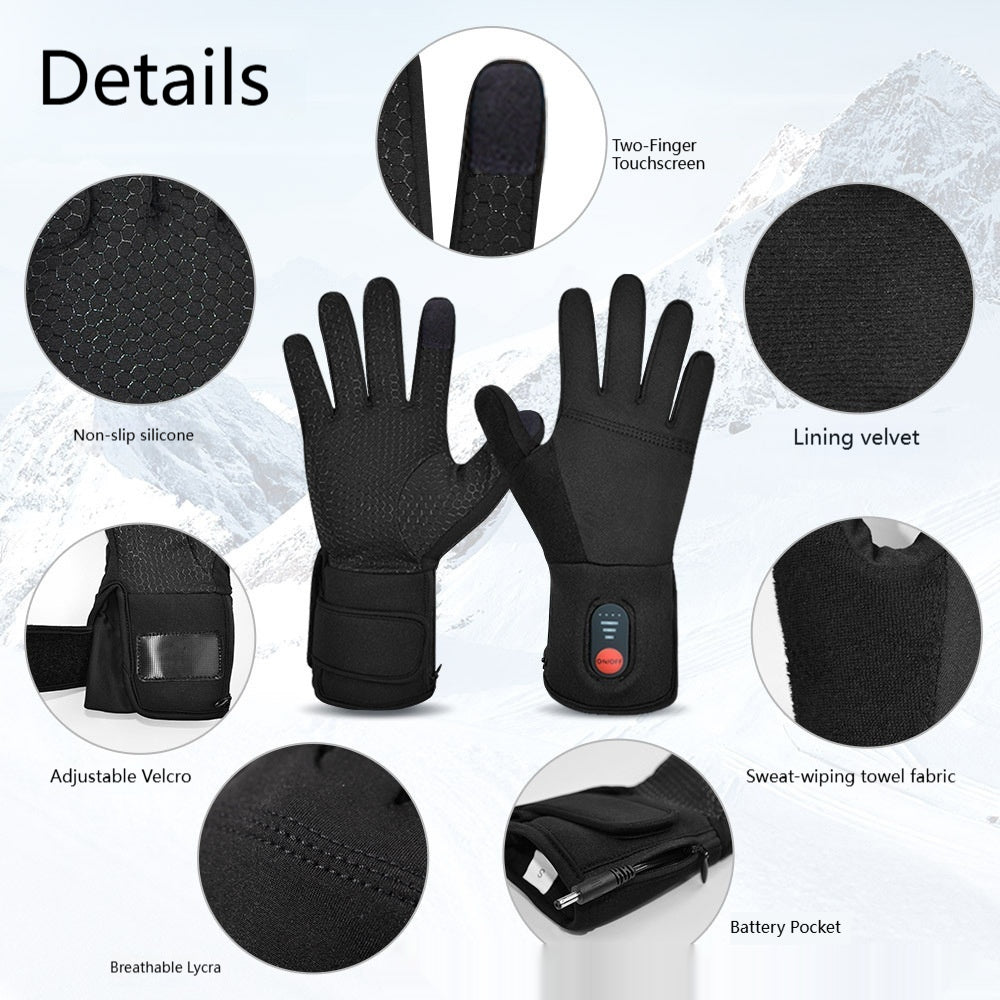Gants chauffants rechargeables d'alpinisme extérieur