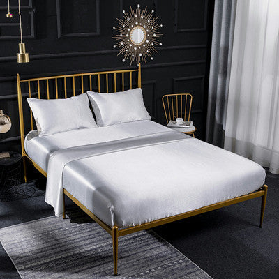Ensemble de literie satinée Queen King Size Lit Fitted Sheet 4 pièces